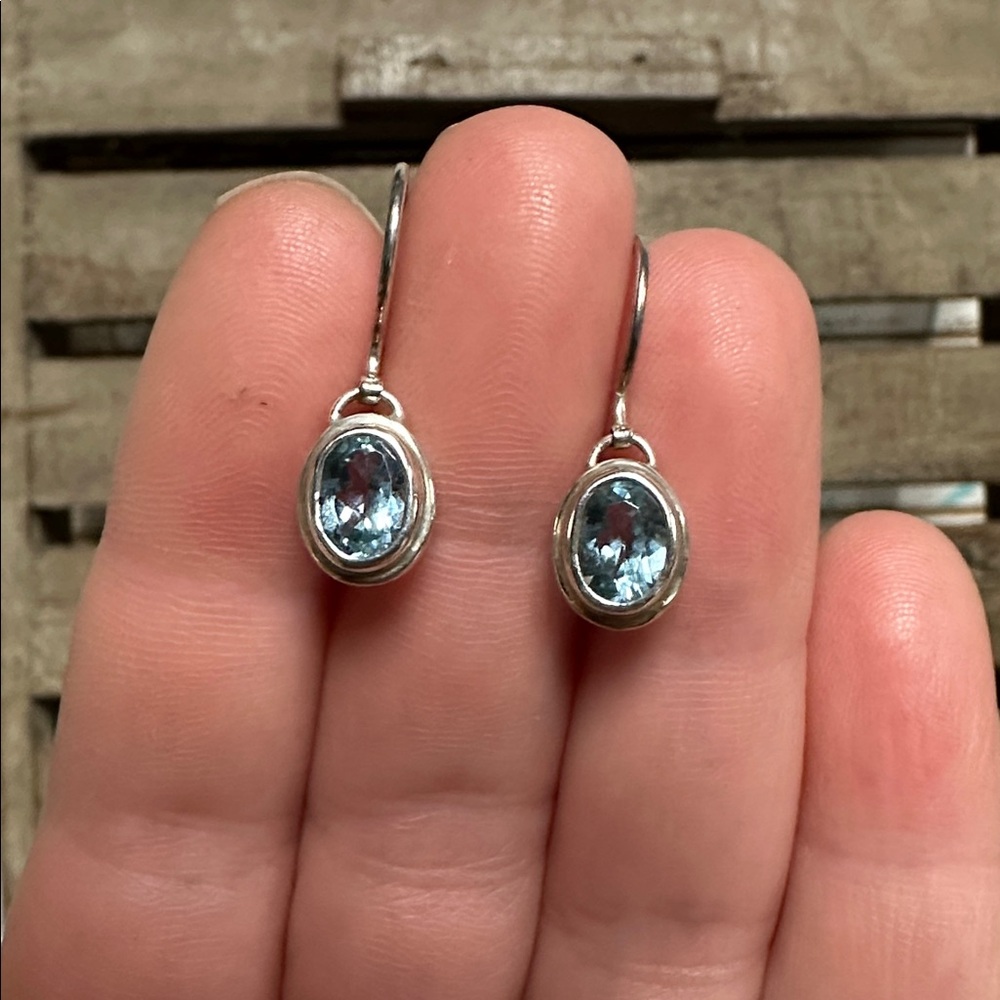 JBD Jewels By Design great shape aquamarine crystal sterling silver earrings - Picture 3 of 4